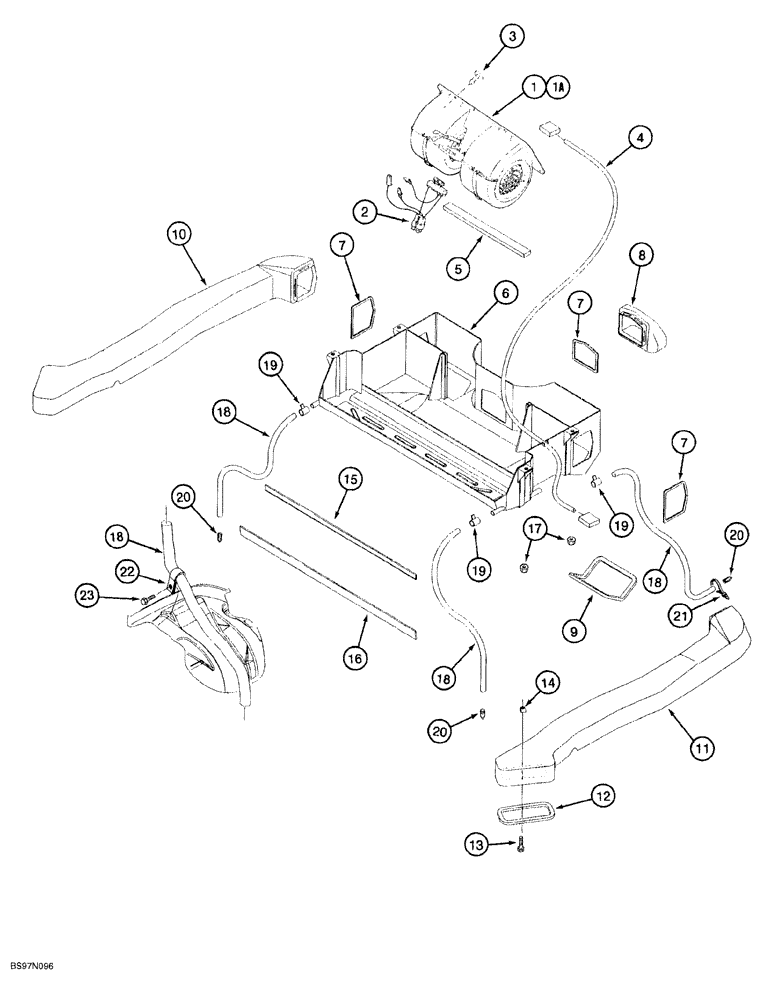 Схема запчастей Case 580SL - (9-136) - CAB, BLOWER HOUSING, HEAT AND AIR VENTILATION DUCTS AND DRAIN LINES (09) - CHASSIS/ATTACHMENTS