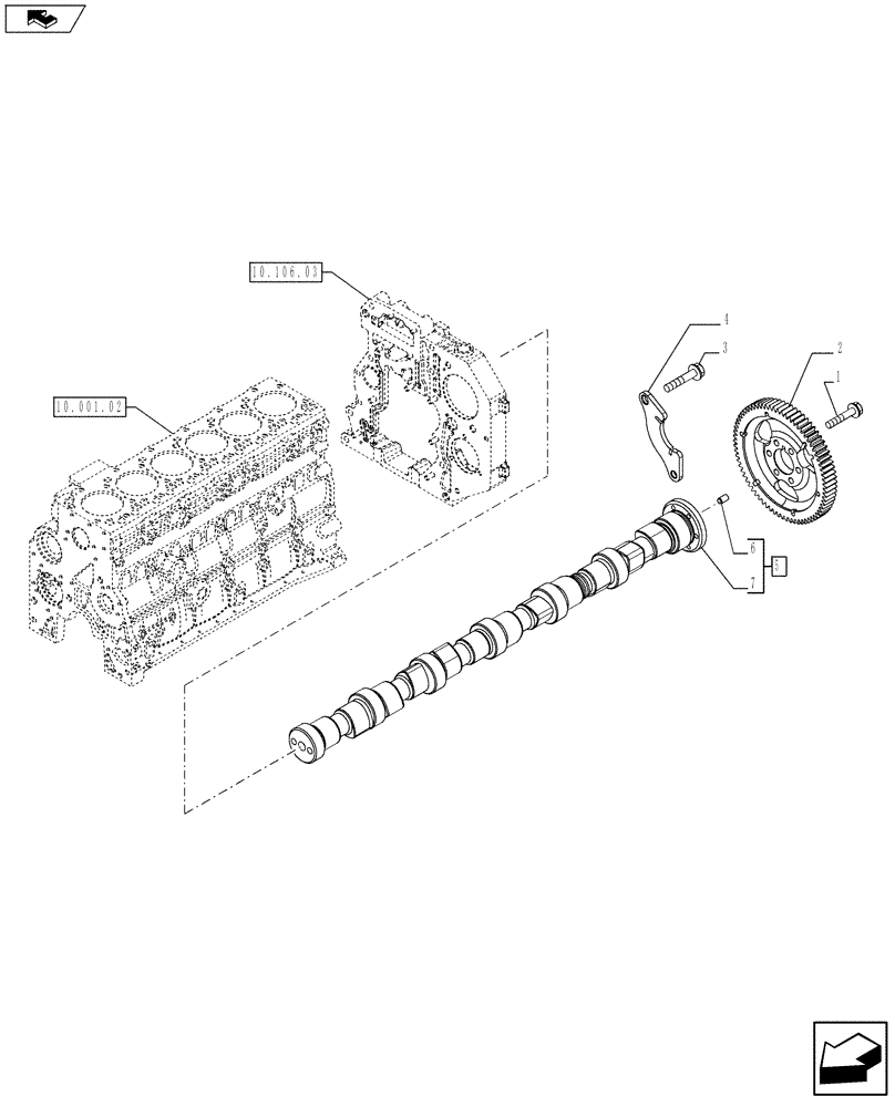 Схема запчастей Case 921F - (10.106.01) - CAMSHAFT (10) - ENGINE