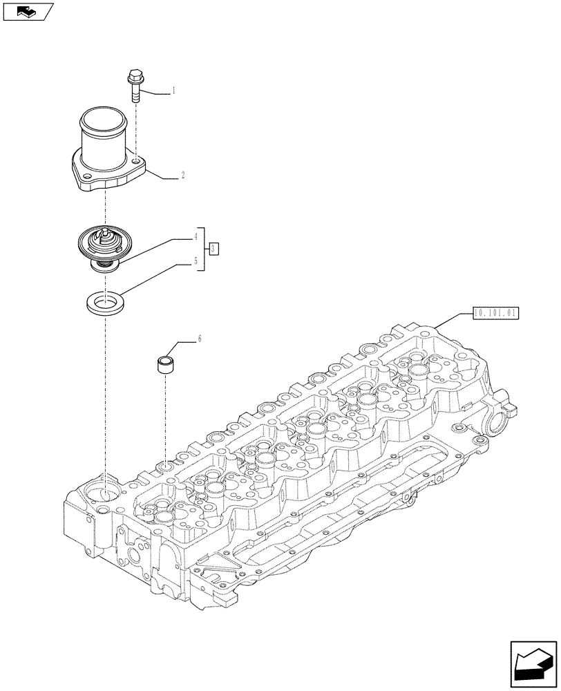 Схема запчастей Case 721F - (10.402.01[02]) - THERMOSTAT - ENGINE COOLING SYSTEM (504020929 - 504320542 - 4891509) (10) - ENGINE