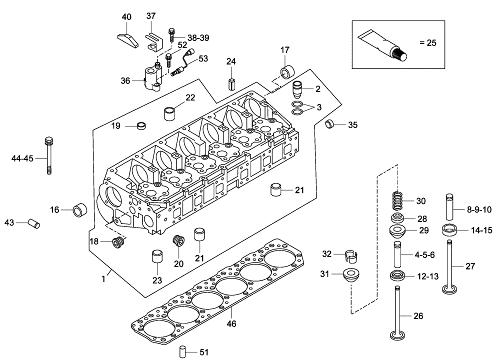 Схема запчастей Case 335 - (01A13010155[001]) - ENGINE - CYLINDER HEAD (87363374) (01) - ENGINE