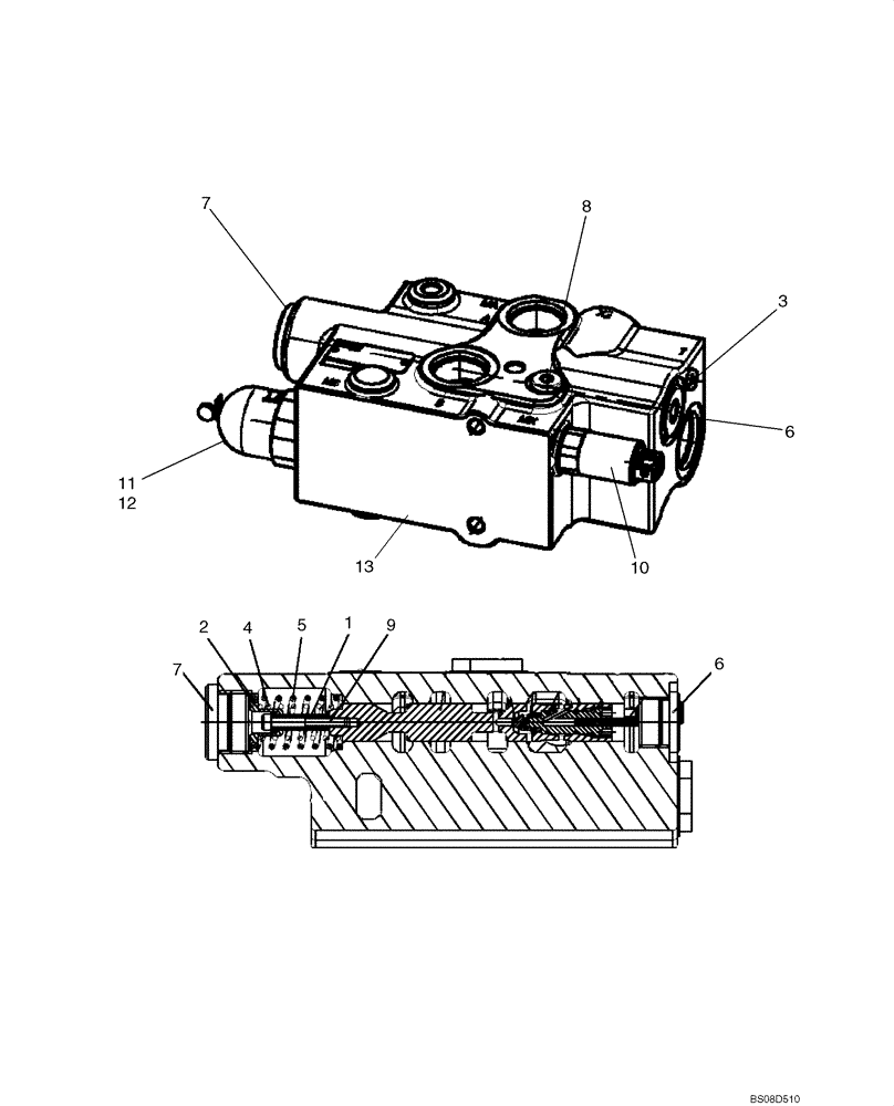 Схема запчастей Case 621D - (08-09G) - VALVE ASSY - RIDE CONTROL DIRECTIONAL (RSM-2) (08) - HYDRAULICS