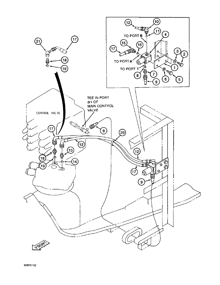 Схема запчастей Case 9020B - (8-050) - FREE SWING CIRCUIT (08) - HYDRAULICS