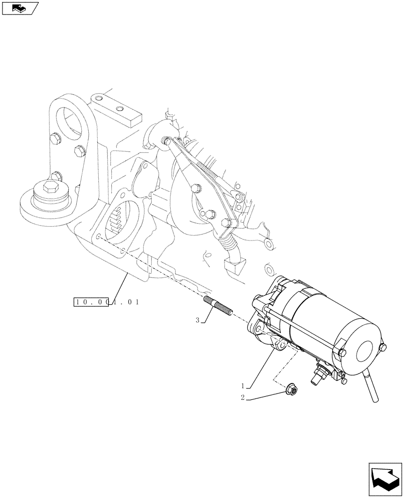 Схема запчастей Case 821F - (55.201.01) - ENGINE STARTER INSTALLATION (55) - ELECTRICAL SYSTEMS