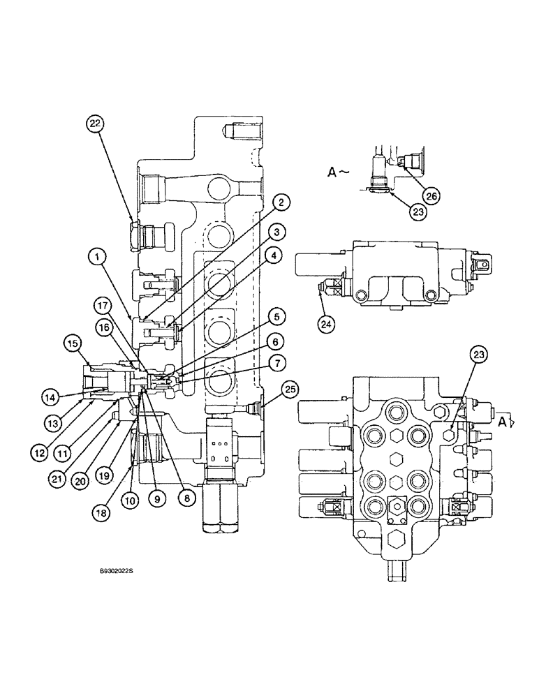 Схема запчастей Case 9010 - (8-64) - 153082A1 CONTROL VALVE ASSEMBLY, LEFT-HAND SECTION, LOAD CHECK AND SWING PRIORITY VALVES (08) - HYDRAULICS