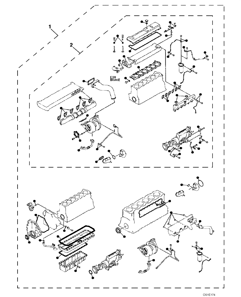 Схема запчастей Case CX800 - (02-30) - PACKAGE, SEALS ENGINE (02) - ENGINE