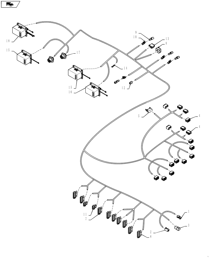 Схема запчастей Case 621F - (55.100.14[01]) - HARNESS, MAIN CAB (55) - ELECTRICAL SYSTEMS