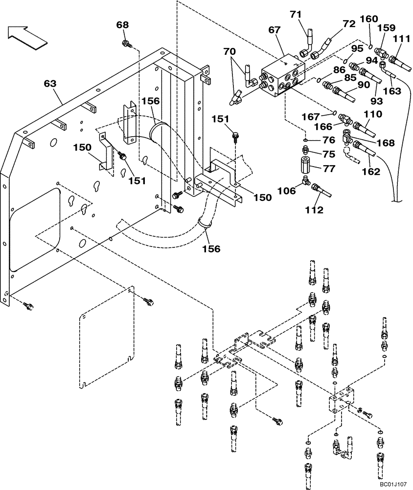 Схема запчастей Case CX290 - (08-30) - HYDRAULICS - PILOT CONTROL LINES (08) - HYDRAULICS