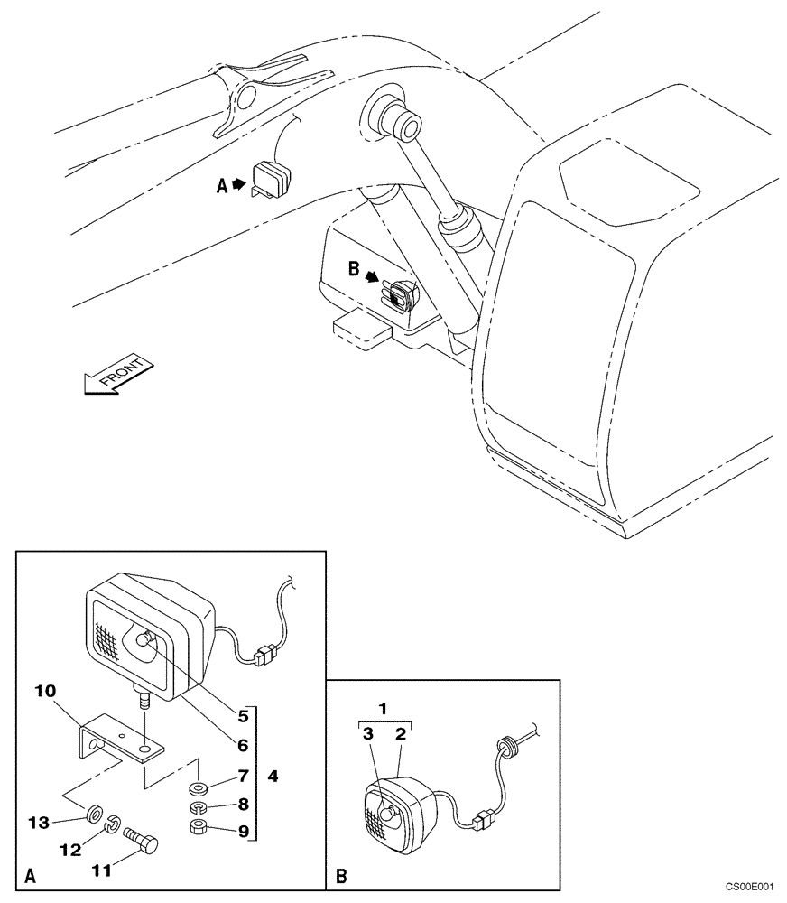 Схема запчастей Case CX330 - (04-006-00[01]) - LAMP, WORK (04) - ELECTRICAL SYSTEMS