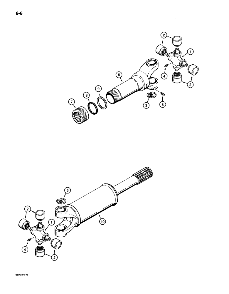 Схема запчастей Case 650 - (6-06) - DRIVE SHAFT ASSEMBLY (06) - POWER TRAIN