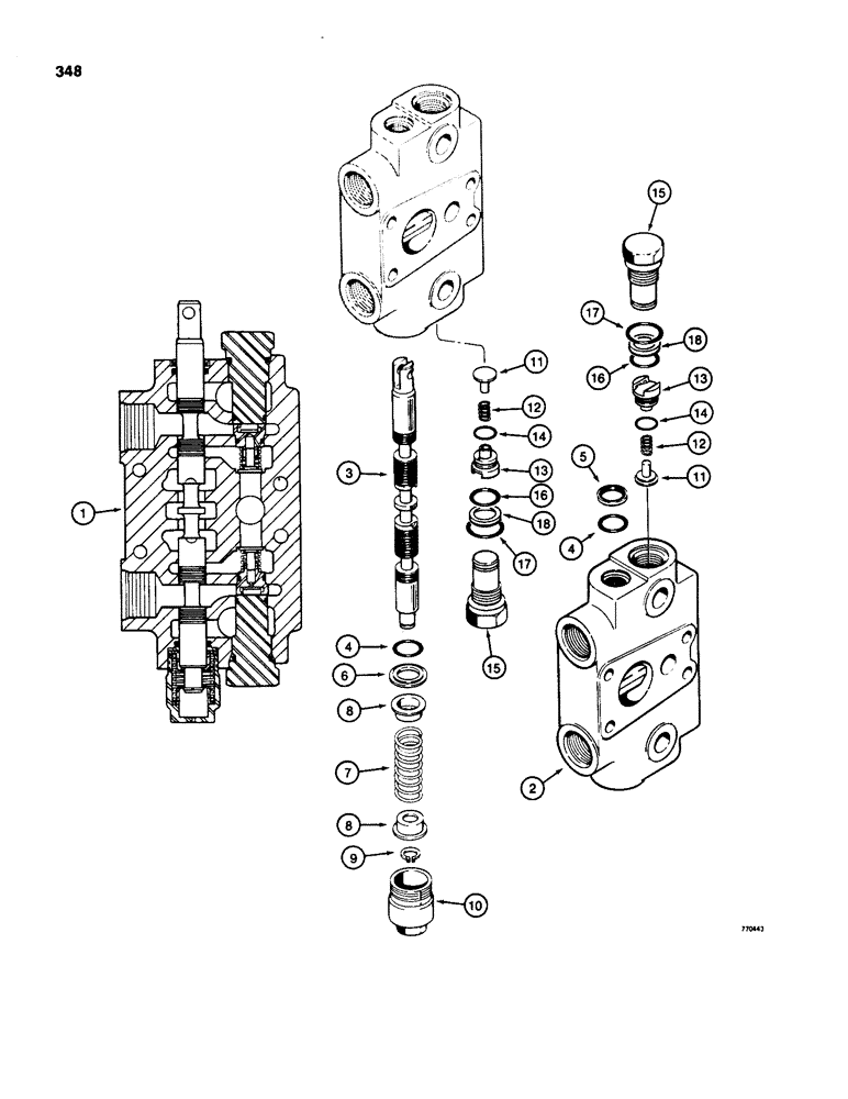 Схема запчастей Case 580SD - (348) - BACKHOE CONTROL VALVE, DIPPER EXTENSION SECTION (08) - HYDRAULICS