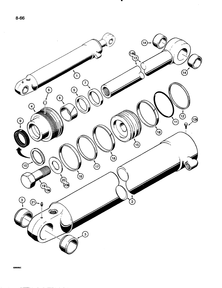 Схема запчастей Case 35C - (8-66) - G109139 AND G109140 STABILIZER CYLINDERS (08) - HYDRAULICS