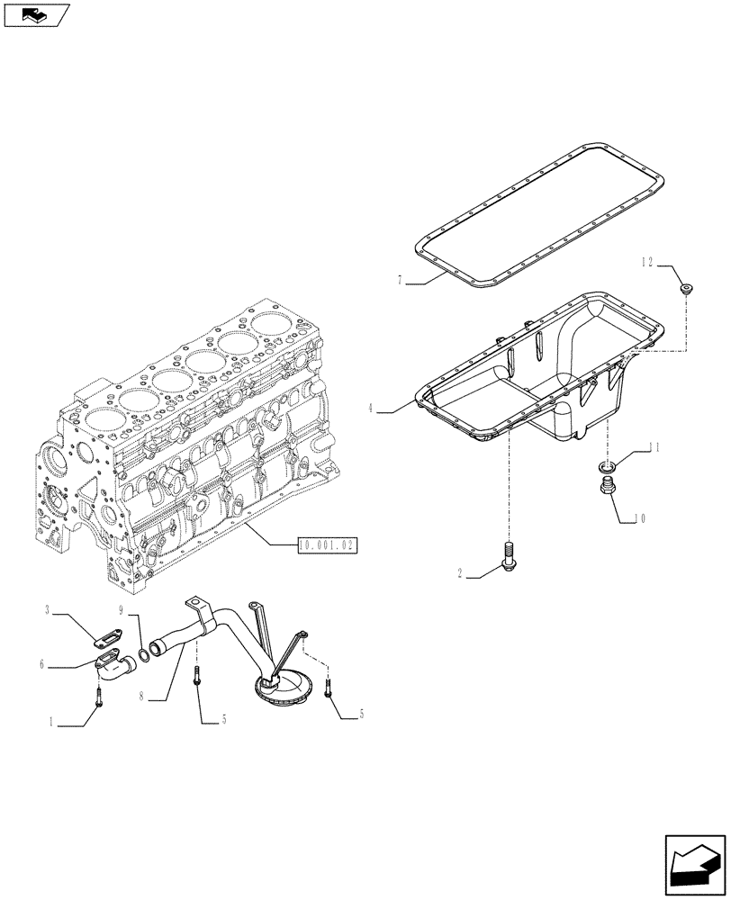 Схема запчастей Case 621F - (10.102.01) - OIL SUMP & RELATED PARTS (10) - ENGINE