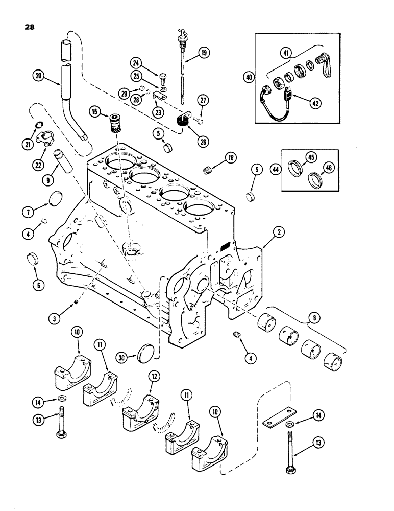 Схема запчастей Case 855C - (028) - CYLINDER BLOCK, 336BD AND 336BDT DIESEL ENGINES (01) - ENGINE