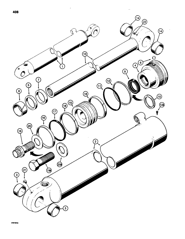 Схема запчастей Case 580SD - (408) - G105086 BACKHOE DIPPER CYLINDER, NOT USED ON SUPER D MODELS (08) - HYDRAULICS