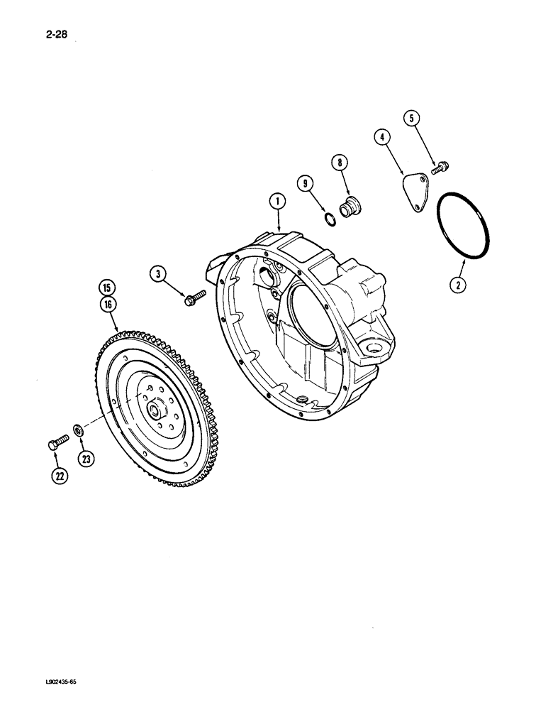 Схема запчастей Case 650 - (2-28) - FLYWHEEL AND HOUSING, 4T-390 ENGINE (02) - ENGINE