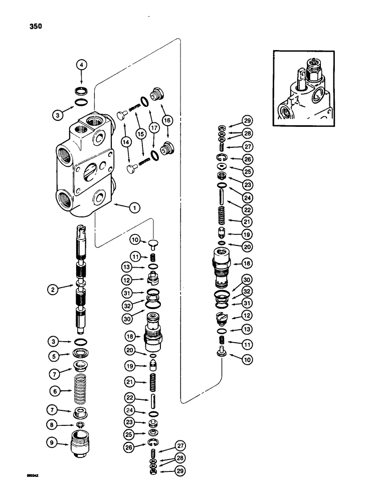 Схема запчастей Case 580SD - (350) - BACKHOE CONTROL VALVE, SWING SECTION (08) - HYDRAULICS