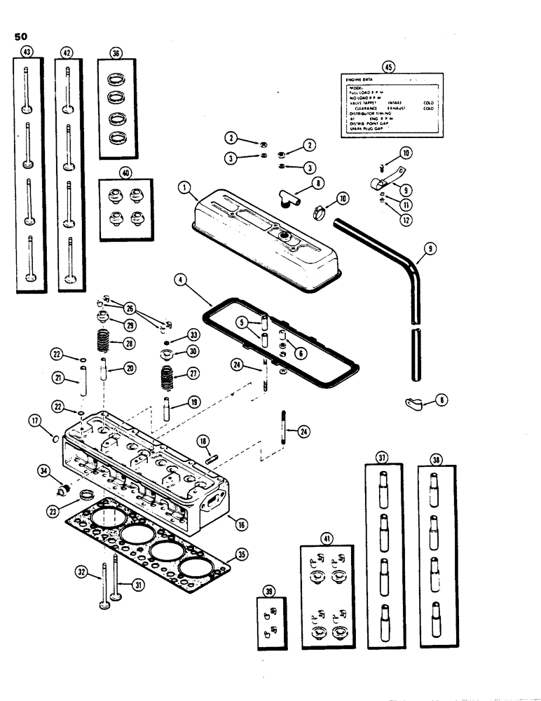 Схема запчастей Case 480B - (050) - CYLINDER HEAD AND COVER, (148B) SPARK IGNITION ENGINE 