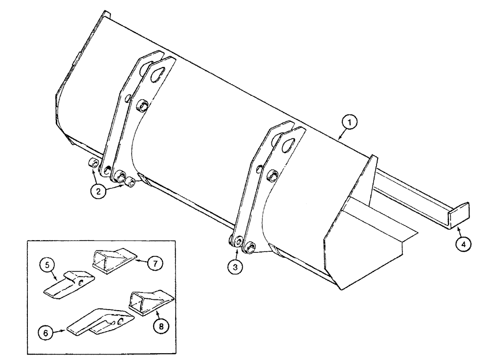 Схема запчастей Case 580K - (09-454[1]) - LOADER BUCKET, LONG LIP (09) - CHASSIS/ATTACHMENTS