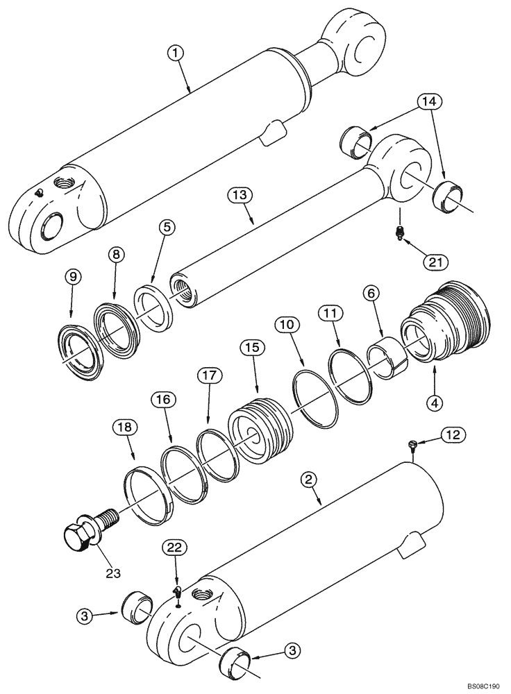 Схема запчастей Case 570MXT - (08-27) - CYLINDER ASSY - LOADER CLAM (08) - HYDRAULICS