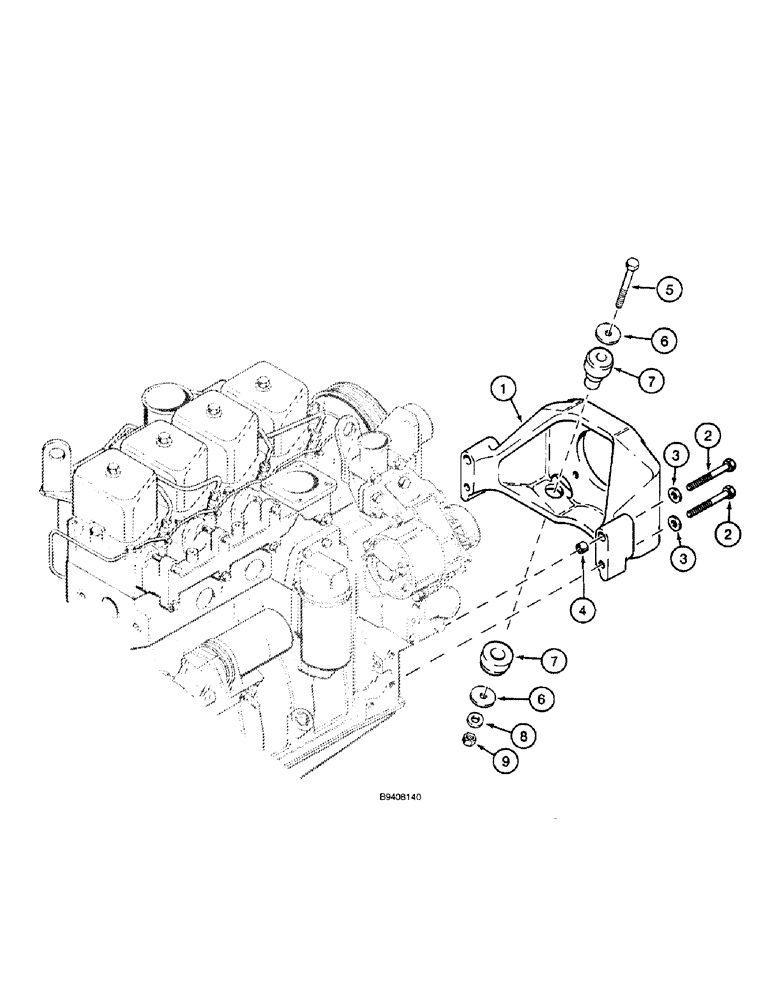 Схема запчастей Case 590SL - (2-14) - ENGINE MOUNTING (02) - ENGINE