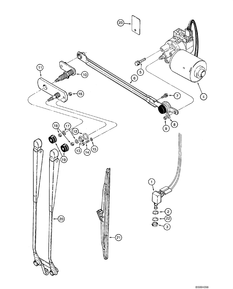 Схема запчастей Case 570MXT - (09-46) - CAB - WIPER, REAR (09) - CHASSIS/ATTACHMENTS