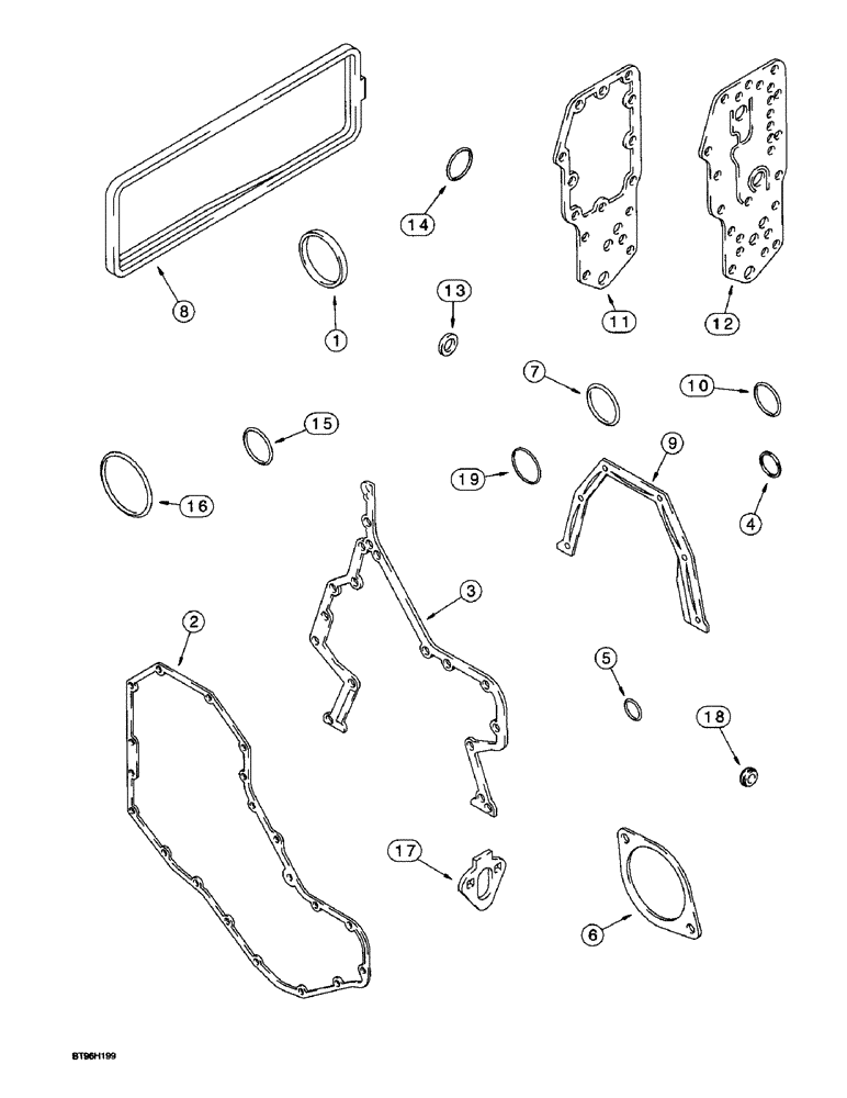 Схема запчастей Case 570LXT - (2-62) - GASKET KIT, 4-390 EMISSIONS CERTIFIED ENGINE, 4T-390 EMISSIONS CERTIFIED ENGINE CYL. BLOCK (02) - ENGINE