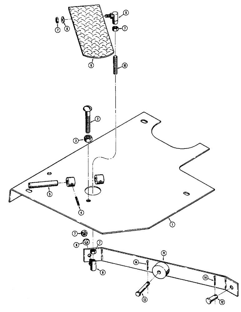 Схема запчастей Case 580B - (037A) - ACCELERATOR PEDAL AND LINKAGE, (188) DIESEL ENGINE (03) - FUEL SYSTEM