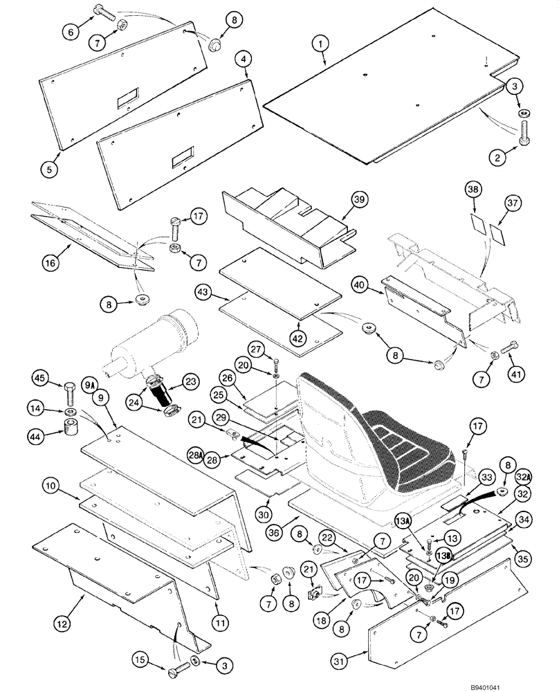 Схема запчастей Case 1845C - (09-39) - NOISE KIT (85DBA EEC APPROVED) (09) - CHASSIS/ATTACHMENTS