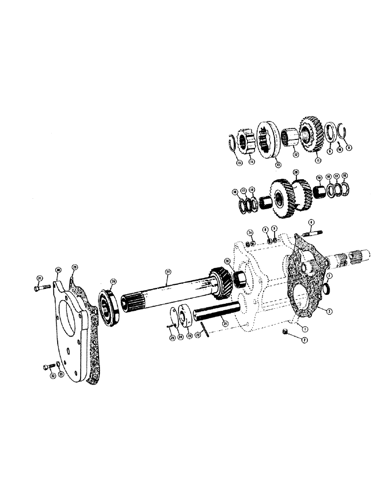 Схема запчастей Case 420B - (090) - DUAL RANGE GEAR AND HOUSING 