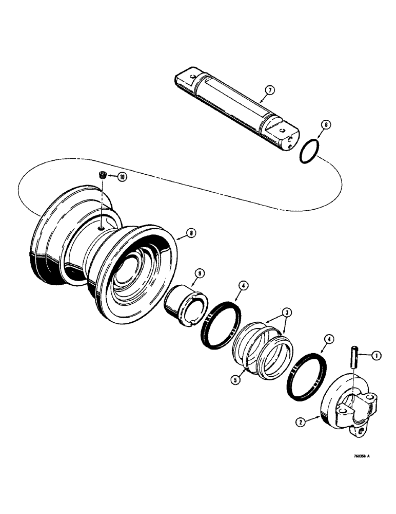 Схема запчастей Case 350B - (130) - R36470 TRACK ROLLER, WITH FACE SEAL AND INTEGRAL MOUNTING BRACKET (04) - UNDERCARRIAGE