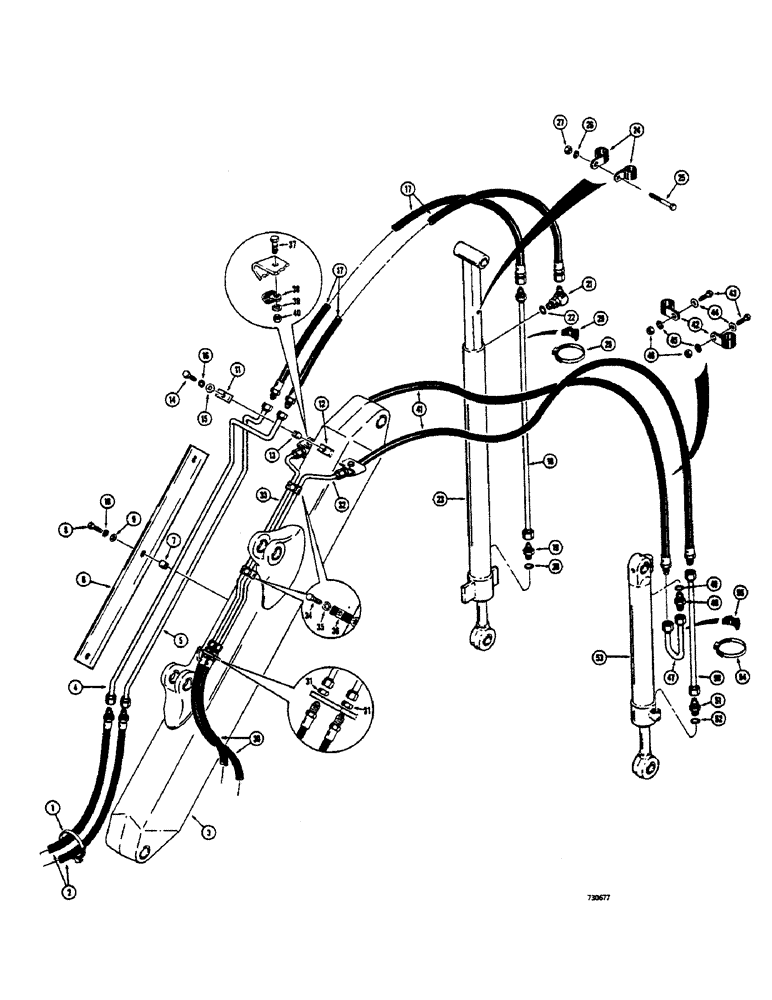 Схема запчастей Case 680CK - (207C) - HYDRAULIC EXTENDABLE DIPPER, FOUR FOOT EXTENSION HYDRAULICS, ( EXTENSON HYD. AND CYLINDERS) (35) - HYDRAULIC SYSTEMS