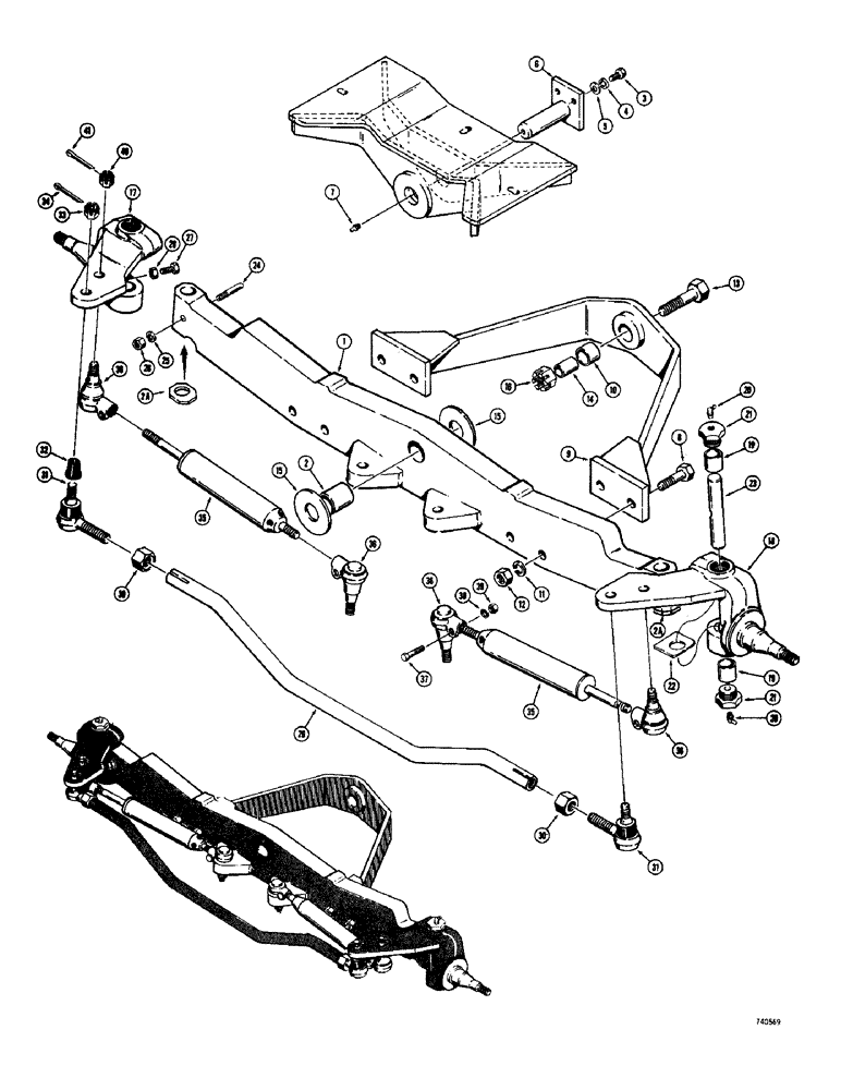 Схема запчастей Case 780 - (160) - FRONT AXLE AND SPINDLES, USED ON MODELS WITH TWIN BACKHOE CONTROL TOWERS (05) - STEERING