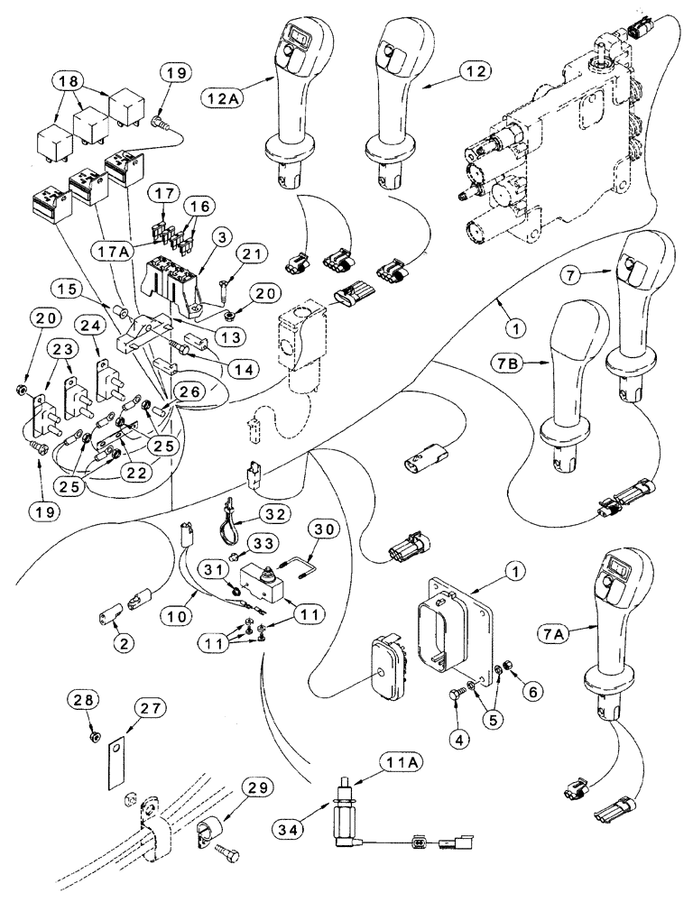 Схема запчастей Case 85XT - (04-07) - HARNESS CHASSIS NORTH AMERICA/EUROPE, *- JAF0236483, FRONT (04) - ELECTRICAL SYSTEMS