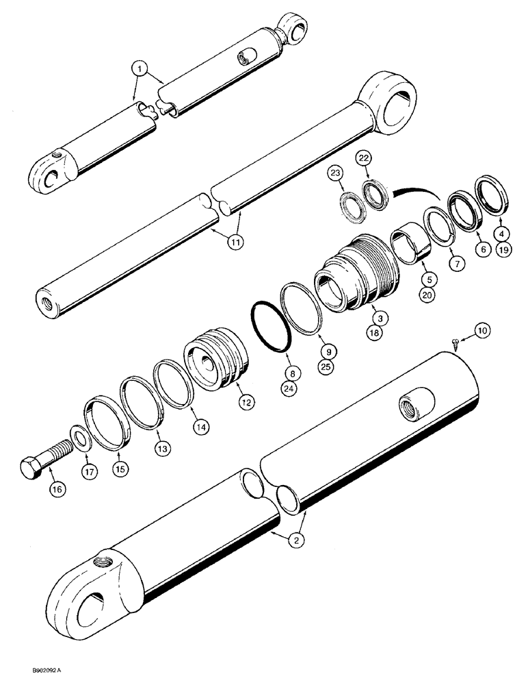 Схема запчастей Case 580SK - (8-140) - BACKHOE DIPPER EXTENSION CYLINDER (08) - HYDRAULICS