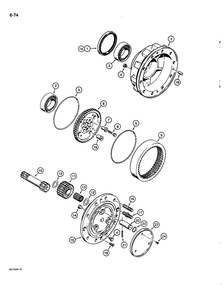 Схема запчастей Case 680L - (6-74) - REAR AXLE, PLANETARY (06) - POWER TRAIN