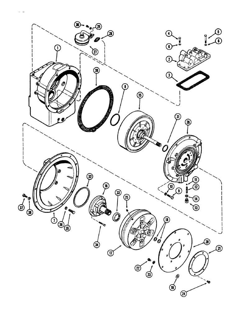 Схема запчастей Case 680CK - (098) - CONVERTER - HOUSING AND PUMP 