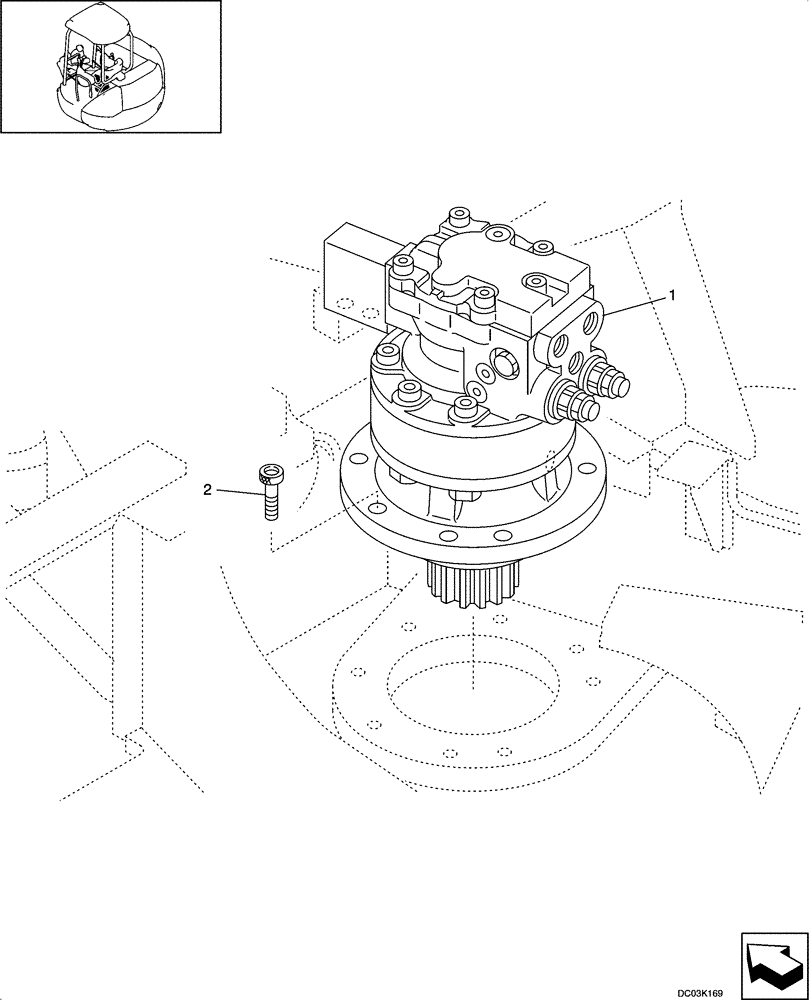 Схема запчастей Case CX47 - (08-28[00]) - MOUNTING - SWING MOTOR (08) - HYDRAULICS