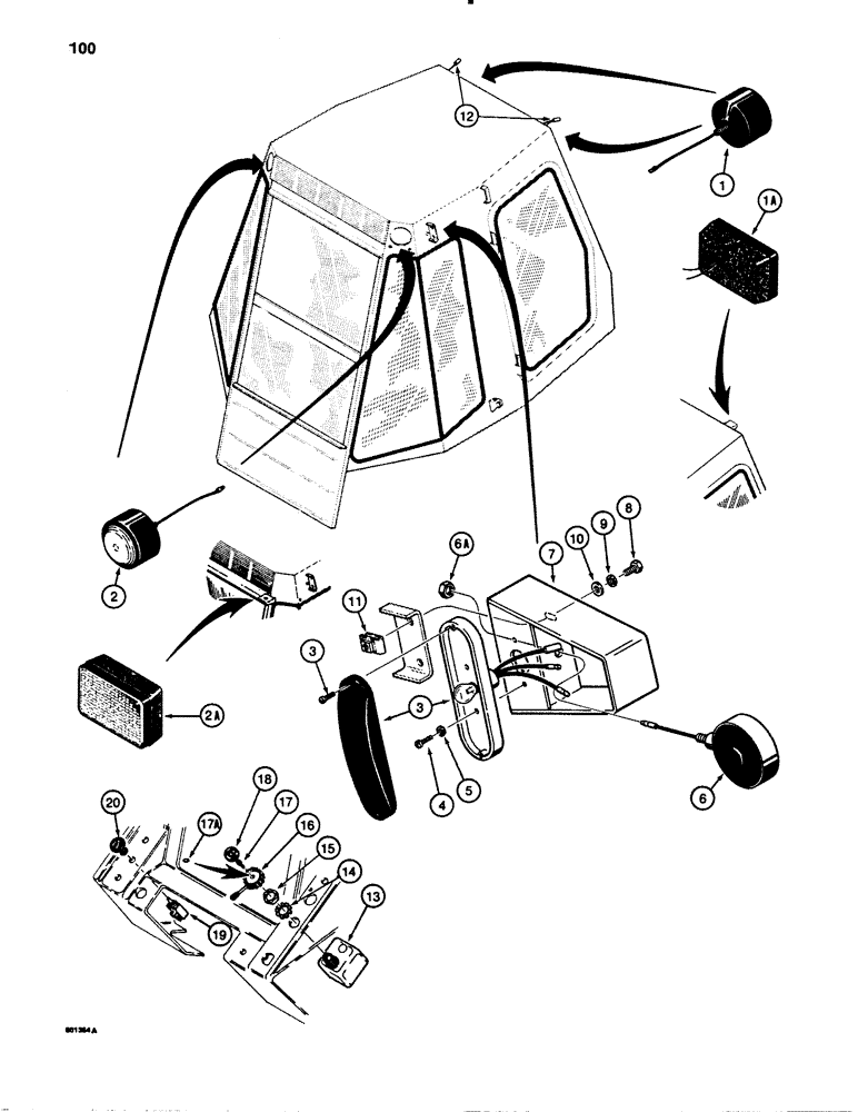 Схема запчастей Case 780B - (100) - TRACTOR LAMP ELECTRICAL CIRCUIT, WITH CAB (04) - ELECTRICAL SYSTEMS