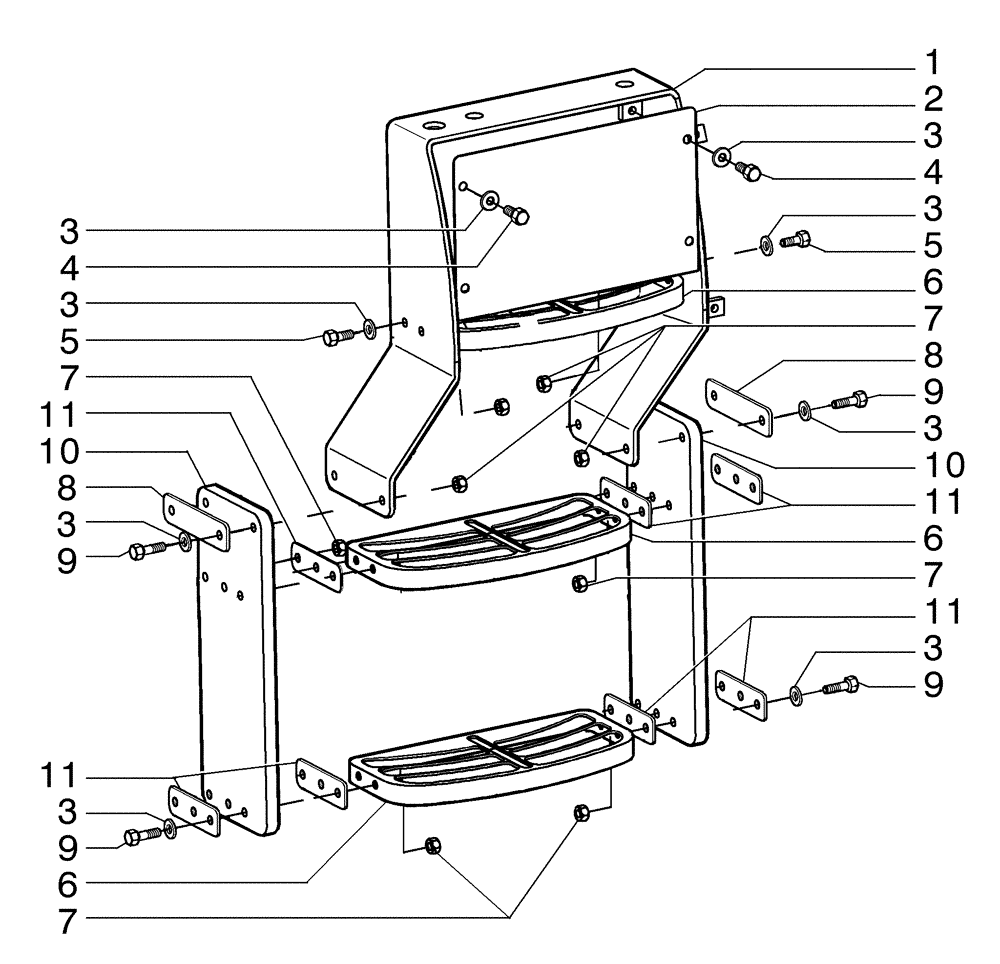 Схема запчастей Case 865B - (09-07[01]) - LH LADDER ASSY (09) - CHASSIS/ATTACHMENTS