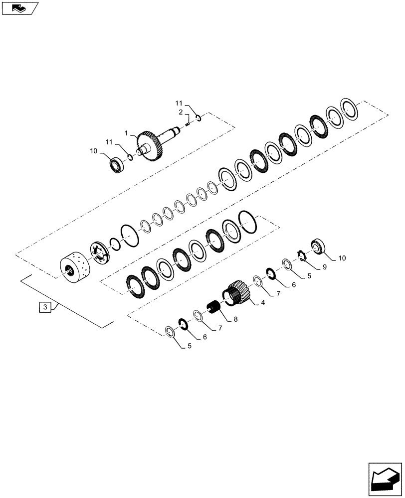 Схема запчастей Case 721F - (21.100.12) - TRANSMISSION, SECOND CLUTCH ASSEMBLY (21) - TRANSMISSION