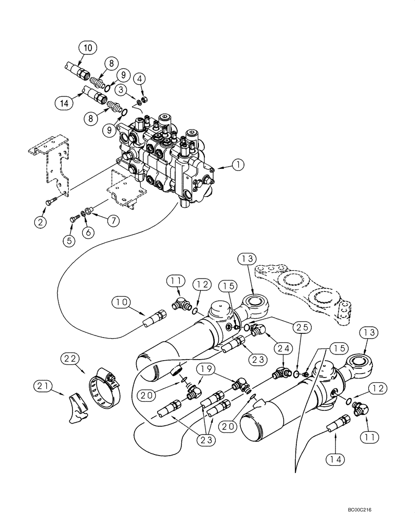 Схема запчастей Case 580M - (08-09) - HYDRAULICS - CYLINDER, BACKHOE SWING (08) - HYDRAULICS