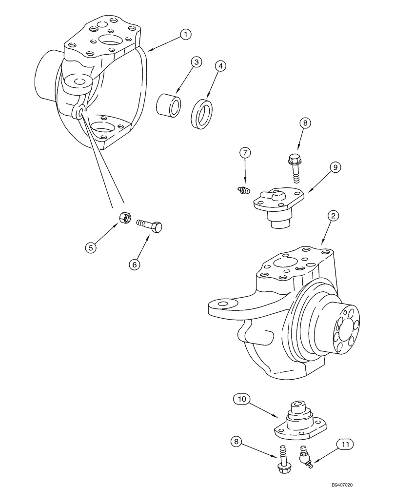 Схема запчастей Case 580SM - (06-03) - AXLE, FRONT DRIVE - HOUSING, SWIVEL (06) - POWER TRAIN