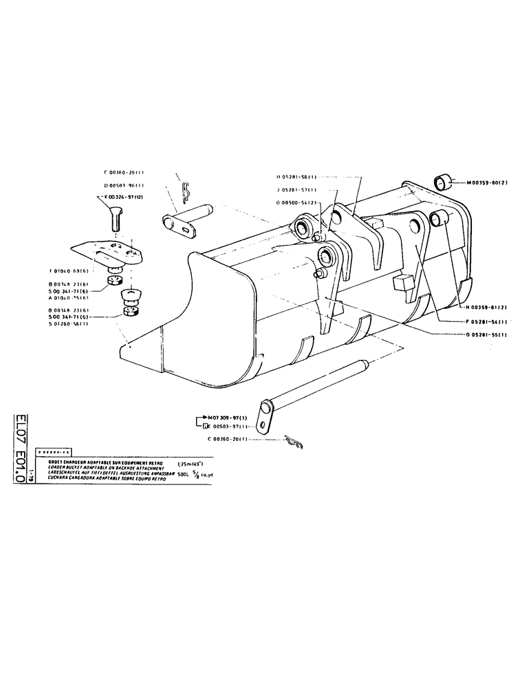 Схема запчастей Case LC80 - (122) - LOADER BUCKET ADAPTABLE ON BACKHOE ATTACHMENT 