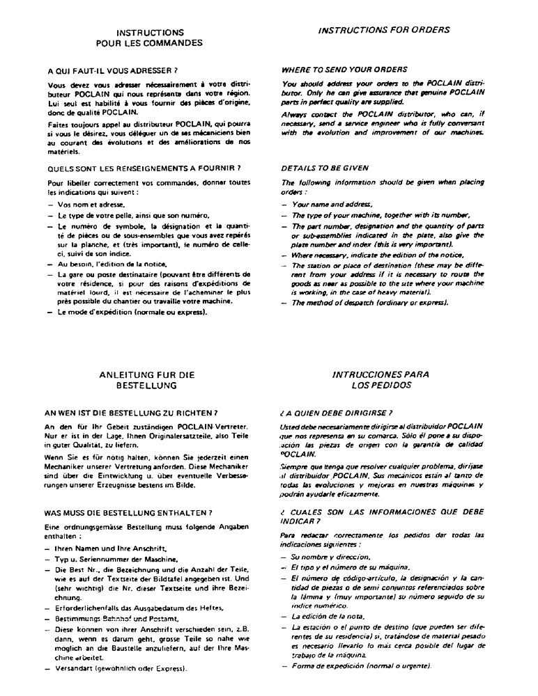 Схема запчастей Case 90BCL - (000A) - INSTRUCTIONS FOR ORDERS (00) - GENERAL