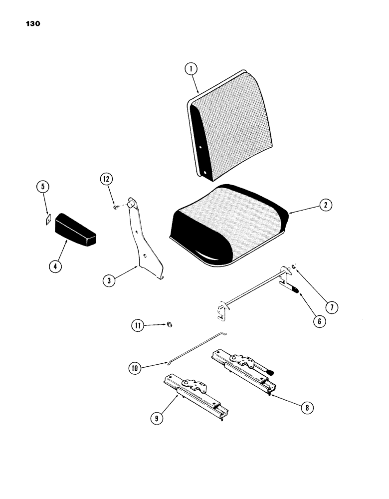 Схема запчастей Case 980B - (130) - OPERATORS SEAT ASSEMBLY, (USED ON UNITS WITH PIN 6204025 AND AFTER) (05) - UPPERSTRUCTURE CHASSIS