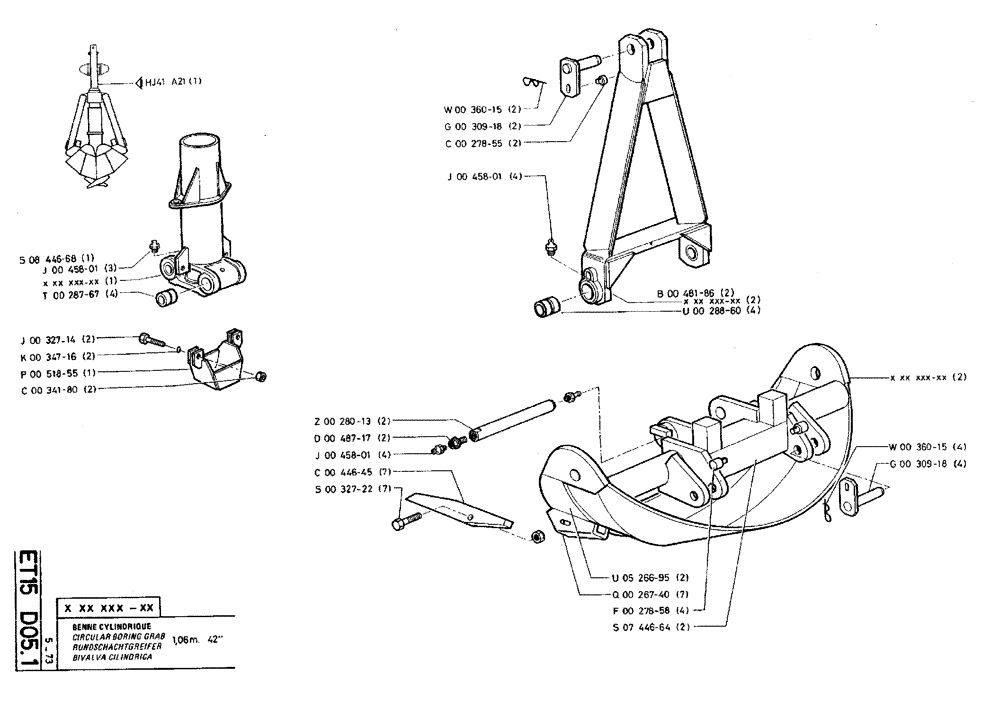 Схема запчастей Case TY45 - (ET15 D05.1) - CIRCULAR BORING GRAB - 1,06 M (42") (18) - ATTACHMENT ACCESSORIES
