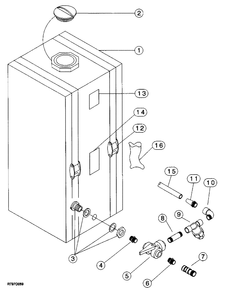 Схема запчастей Case 200TX - (9-30) - WATER TANK 