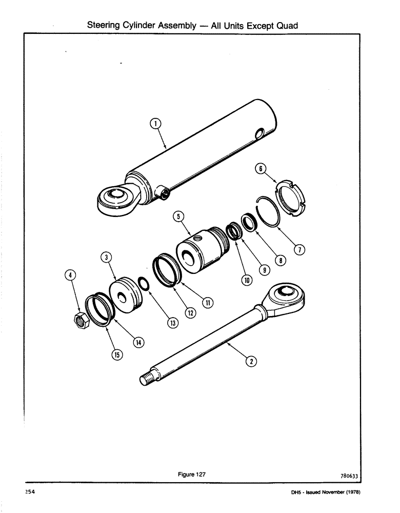 Схема запчастей Case DH5 - (254) - STEERING CYLINDER ASSEMBLY - ALL UNITS EXCEPT QUAD (41) - STEERING