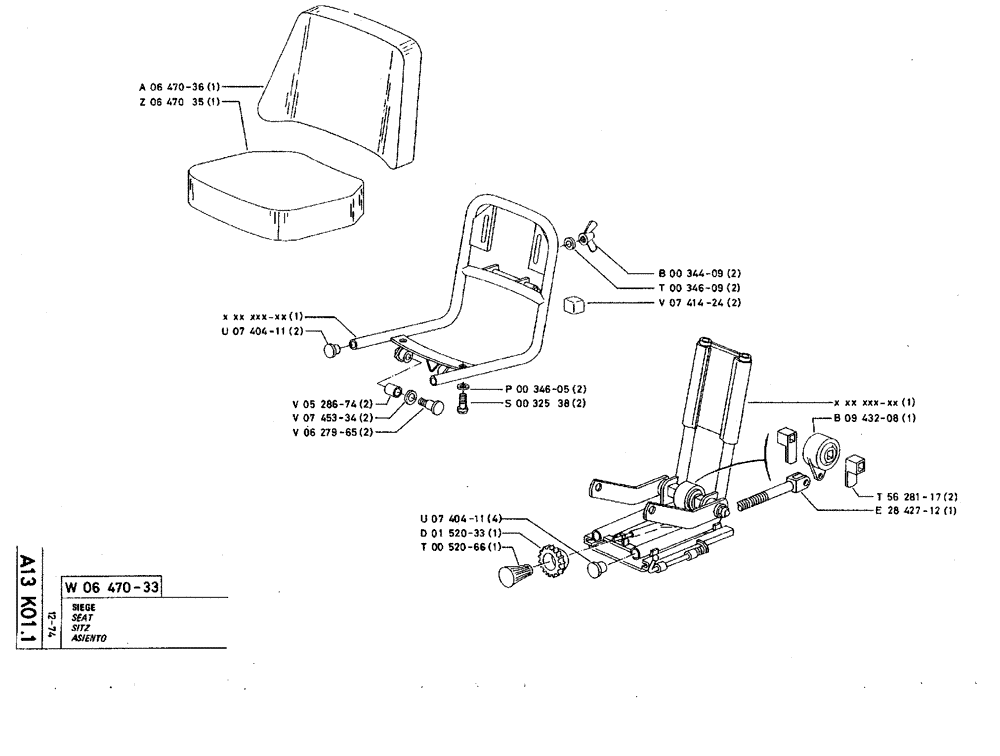 Схема запчастей Case TY45 - (A13 K01.1) - SEAT (05) - UPPERSTRUCTURE CHASSIS