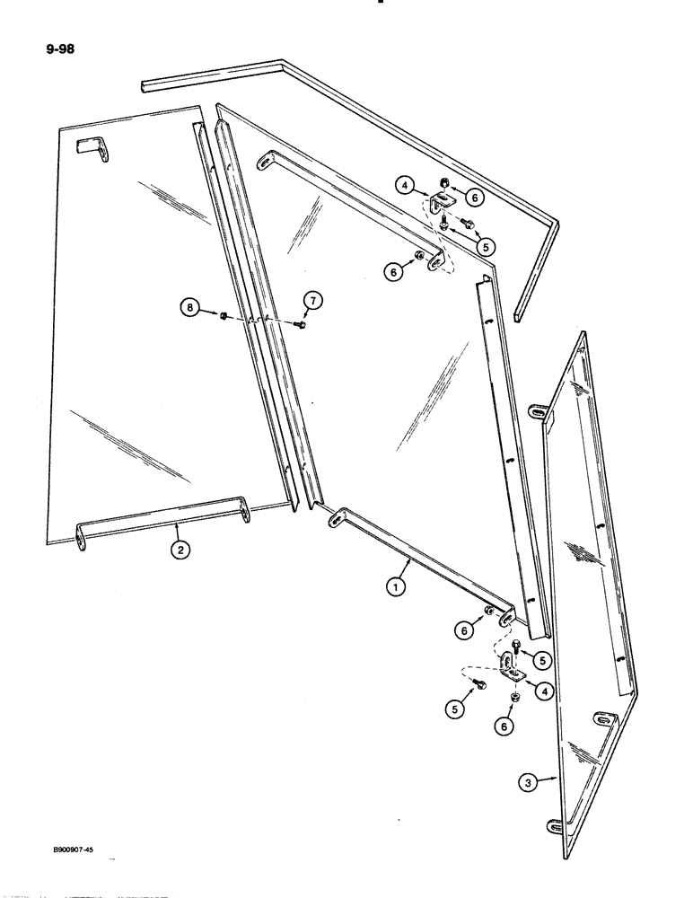 Схема запчастей Case 621 - (9-098) - CANOPY WINDSHIELD AND WIPER KIT (09) - CHASSIS/ATTACHMENTS